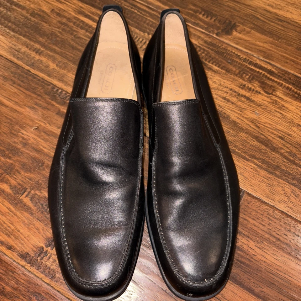 COACH LEATHER LOAFER SLIP ON  BLACK FLAT SHOES SZ 12 D MEN SLIP ON - Image 2 of 4