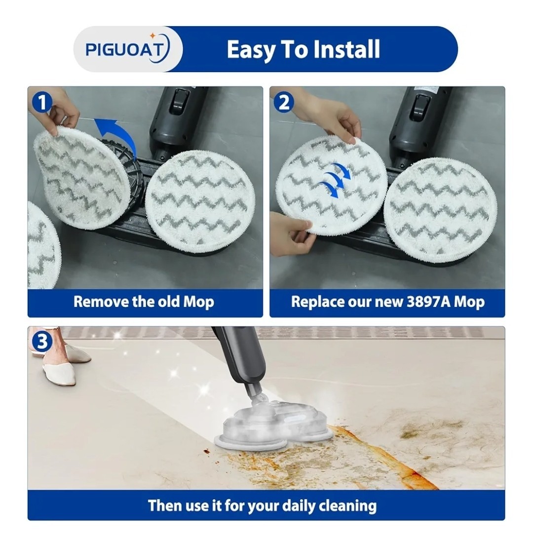 6 Pack 3897A Pads Fit for Bissell SpinWave SmartSteam Scrubbing Steam Mop Cleane