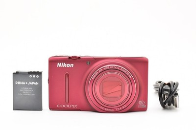 Nikon Coolpix S9500 Compact Digital Camera Red w/battery charger Tested#2861579