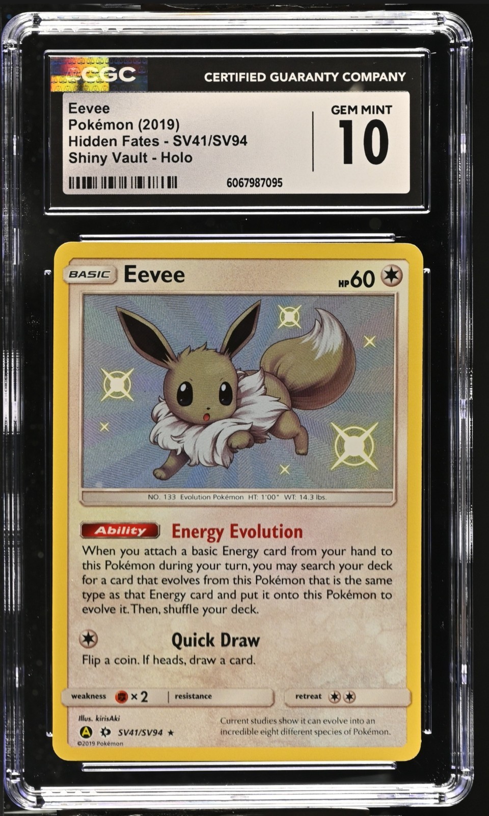 POKEMON EEVEE SUN MOON HIDDEN FATES SHINY VAULT SV41 CGC 10 GEM MINT