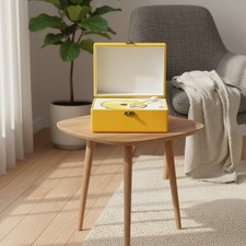 Chic Yellow Rechargeable CD Player with Bluetooth  AUX for Stylish Spaces