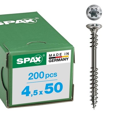 Facade Screw Stainless Steel Stainless Steel A2, 4.5 x 50 mm, 200 Pieces, TSTAR Plu...