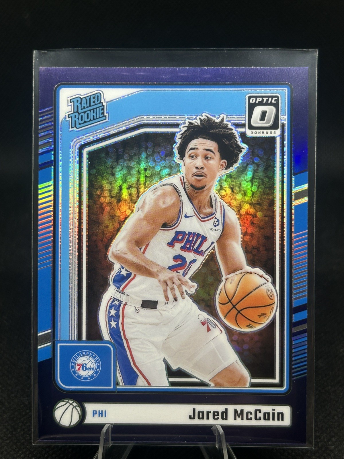 2024-25 Donruss Optic Rated Rookie Jared McCain #270 Purple Thunder RC
