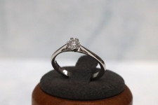 9ct White Gold Diamond Solitaire Ring - Size N½ - UK Hallmark