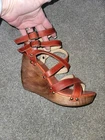 BED STU Sz:9M "Jolie"cobbler series  leather wooden platform wedge*Excellent*