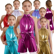 Kids Girls Unitards Halter Rompers Party Jumpsuits Photography Pageant Wedding