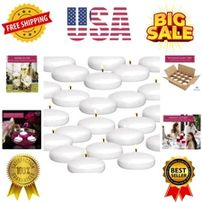 White Floating Candles 3" -  Pack of 36 Unscented Dripless Wax Discs - 10 Hou...
