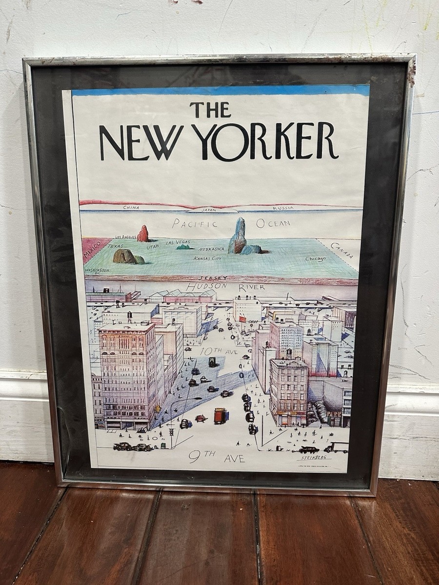 Vtg Saul Steinberg 1976 New Yorker “View from 9th Ave” Poster