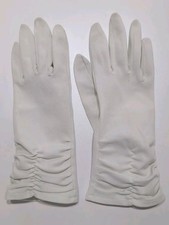 Vtg White Dress Gloves Women Nylon Semi Long Cuff Sz 6.5 Wedding Formal