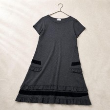 RED VALENTINO tiered ruffle Short Sleeve Dress Women Gray Genuine