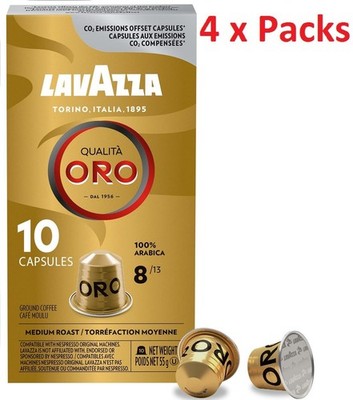 Lavazza Espresso Qualita Oro Capsules 100% Arabica 4 x Packs (40 Pods Total)