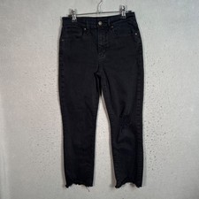 Levis Womens 724 High Rise Straight Crop Jeans Size 27 Black Denim
