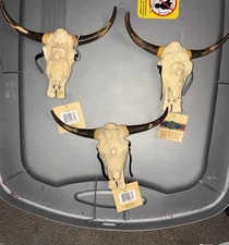 Western Longhorn Wall Skulls – Set of 3 – Brand New