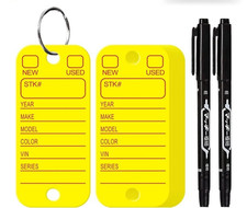 200PCS Poly Plastic Key Tags with Rings  2 Markers Car Dealer Key Labels
