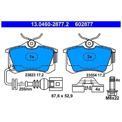 ATE Bremsbelagsatz Bremsklötze hinten 23556 23823 6Q0698451B 6Q0698451 | 220738