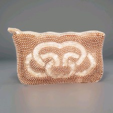 VTG 50s Ivory Seed Pearl Beaded Clutch Evening Opera Cocktail Bag Purse