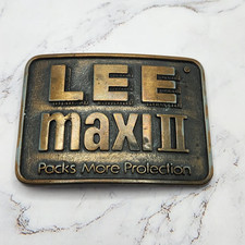 Vintage Lee Maxi II "Packs More Protection" Brass Belt Buckle