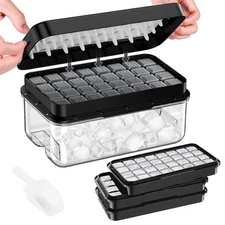 Ice Cube Tray with Lid and Bin, 3 Pack Plastic Ice Cube Tray Molds, 96(4*8*3)...