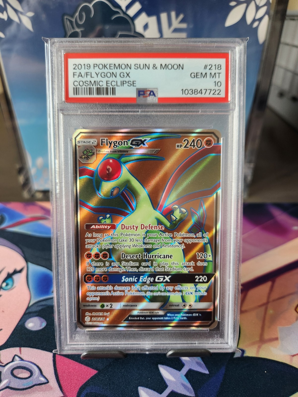Pokemon Cosmic Eclipse Holo Ultra Rare Full Art Flygon GX 218/236 PSA 10