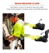 Ergodyne Squids 3150 Hard Hat Lanyard Quick-Release Clamp High Visibility