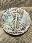 1937 Walking Liberty Silver Half Dollar *BU+++ Blue&Red Hue High Grade Toned Gem