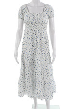 Faithfull The Brand Womens Maxi Sundress White Floral Cotton Size 4