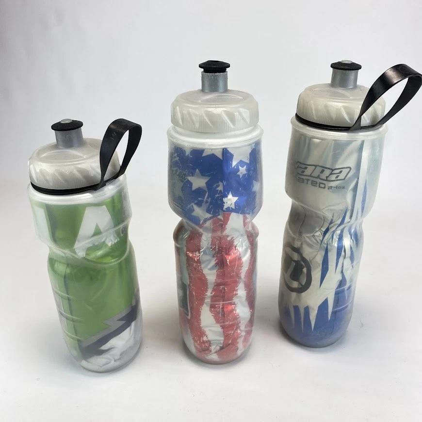 Lot of 3 Polar Insulated Bike Water Bottles USA Flag Polar Bear Novara - Image 3 of 4