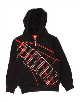 Puma Jungen Grafik Reißverschluss Hoodie Pullover 7-8 Jahre Small schwarz Baumwolle R221