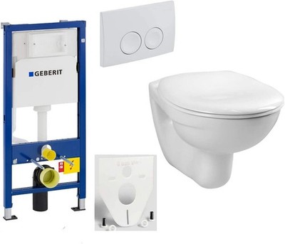 GEBERIT Duofix Vorwandelement + Wand WC LIFE + WC-Sitz + Betätigung DELTA25 weiß