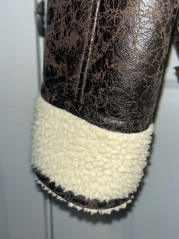 MO Members Only Brown Faux Fur & Leather Motorcycle Jacket SIZE XL Womens EUC - Image 4 of 4