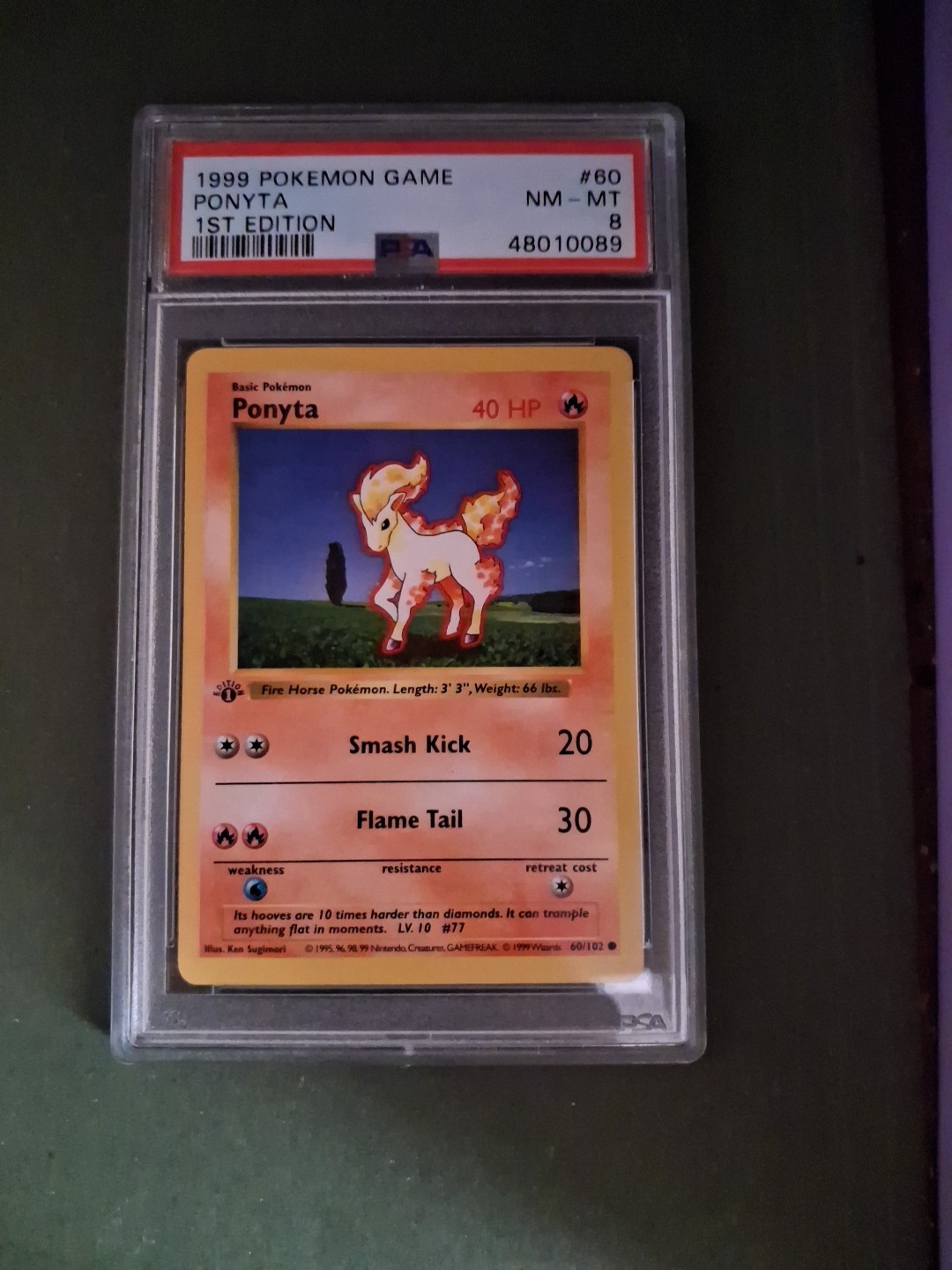1999 Pokemon Psa 8 Ponyta 1st Edition Shadowless Base Set 60/102