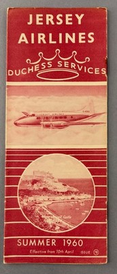 Jersey Airlines Fahrplan Sommer 1960 Douglas DC-3 De Havilland Reiher Sitzkarten