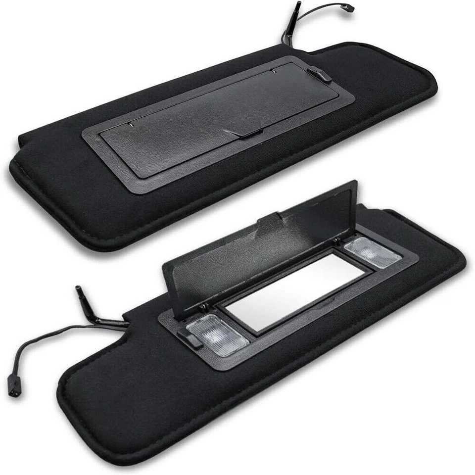 New Pair Sun visors w/Vanity Mirror & LED Light For 84-96 Chevy Corvette C4 5.7L - Image 2 of 4