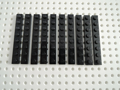 Lego 10 x Platte Bauplatte flach 3460 schwarz  1x8
