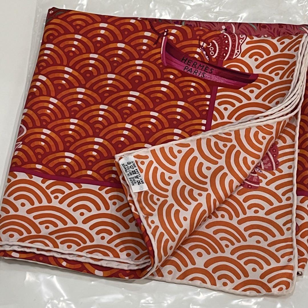 HERMÈS★カレ90 BATEAU FLEURI HERMES Scarf Carre 90 Ladies Square BATEAU FLEURI Red 90