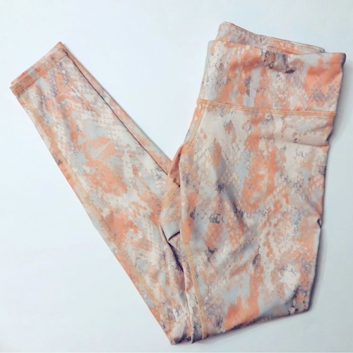 ALO YOGA S Airbrush Tropical Peach Snakeskin Full Stretch 28” Leggings Workout
