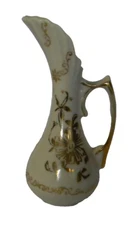 White China Bud Vase with Hand Painted Gold Floral Design 4 1/2 inches tall