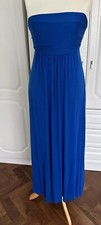 Long Blue Strapless Dress Rouched Top Size M (approx 12) Holiday Evening Party