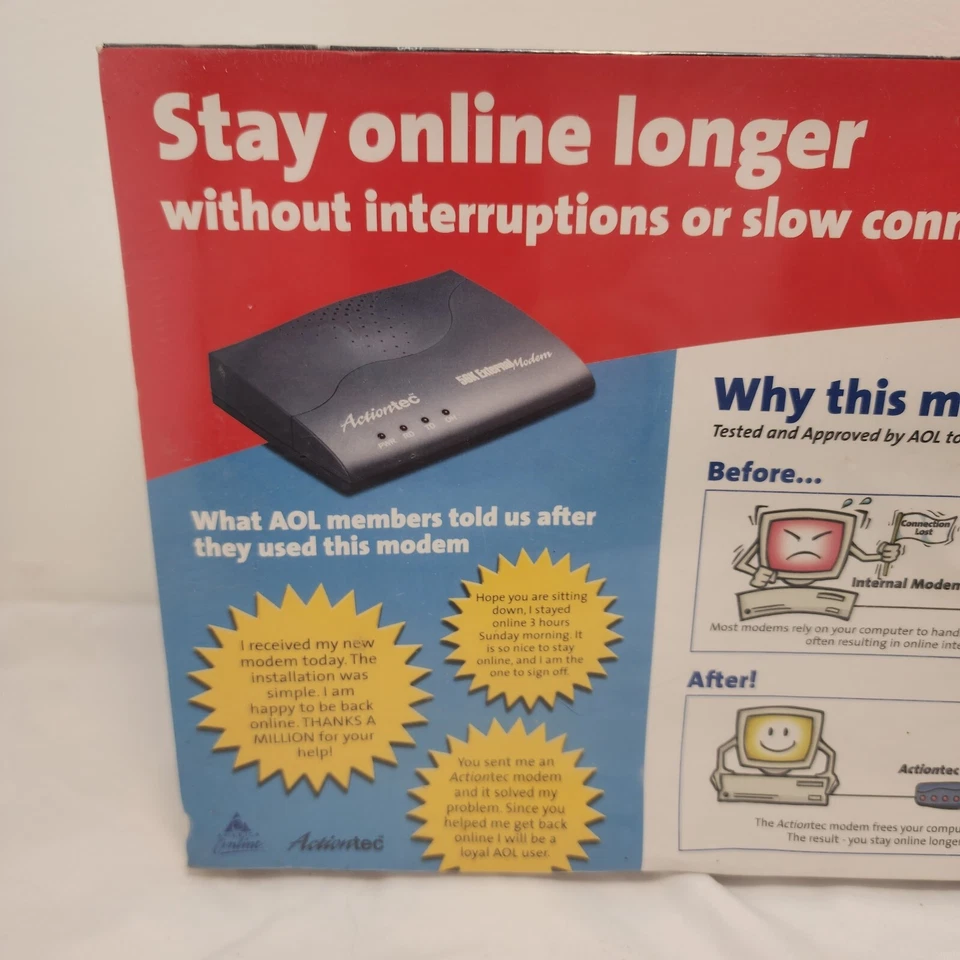 Vintage Action-Tec Modem EXUV9212-04 AOL New Sealed  - Image 2 of 4
