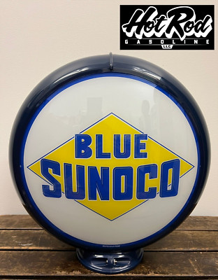 BLUE SUNOCO Reproduction 13.5'' Gas Pump Globe - (Dark Blue Body)