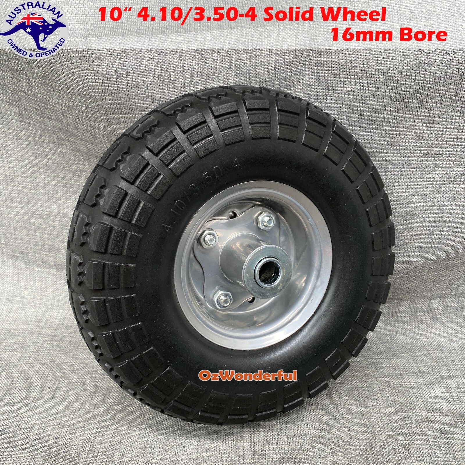 10" 4.10/3.504 16mm Bore Solid Tyre Wheel Wheelbarrow Flat Free