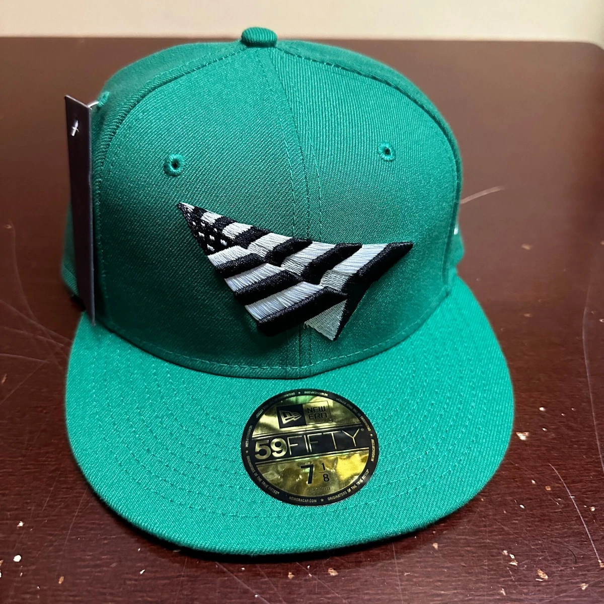 Paper Planes Mens Green New Era Classic Embroidered Fitted Hat Size 7 1 8