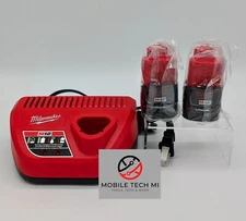Milwaukee M12 2 Pack CP2.0 12V X2 2.0Ah Battery OEM (48-11-2420) & Charger Kit