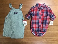 Boy Shorts Overalls and Long Sleeve Shirt Clothing Lot 18 month OshKosh NEW