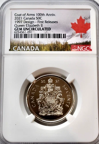 2021 Canada 50 cent NGC Coat of Arms (1997 design) Gem Uncirculated Coin.
