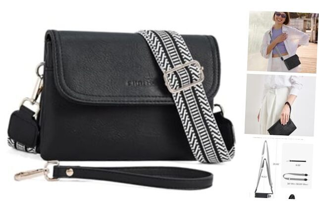 Crossbody Bags for Women, Wristlet Wallets for Women Small Trendy Vegan Black