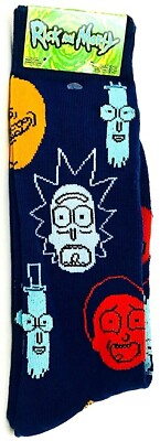 1 Pair HYP Rick And Morty Socks Fits Shoe Size 6 To 12 Polyester & Spandex