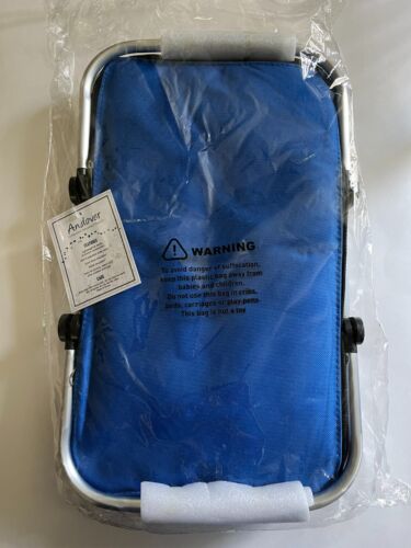 Andover Collapsible Insulated Cooler Basket for Picnics or Beach, Blue, NWT - Picture 2 of 7