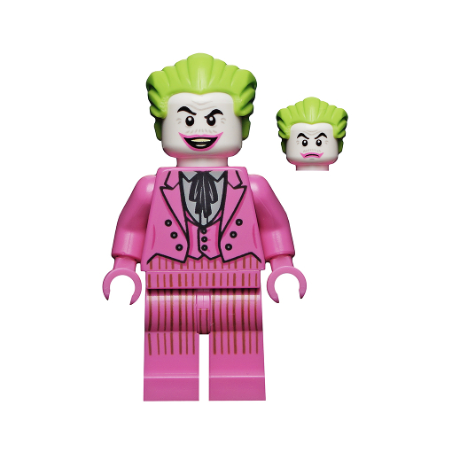 Lego Figure The Joker - Dark Pink Suit Open Mouth Grin / Closed Mouth - sh704