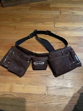 McGuire-Nicholas Contractors Leather Waist Tool Belt Hammer Rings Nail Apron